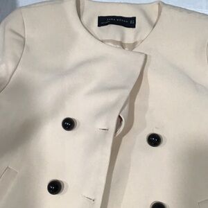 Zara Women's Elegant Cream Pea Coat S -S